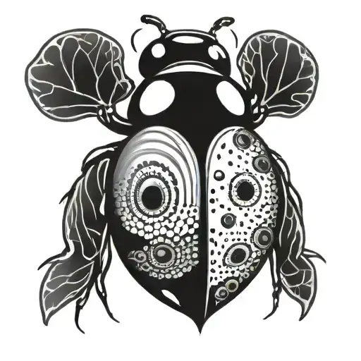 A Stylized Ladybug With An Eye Design On Its Wings