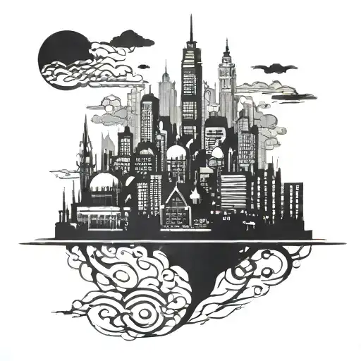 City Skyline In The Background