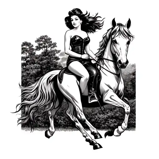 Pinup Girl Riding Horse