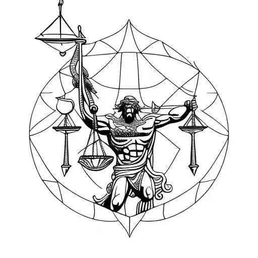 A Minimalist Tattoo Of Atlas Holding The Scales Of Justice