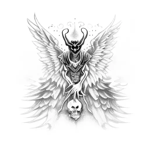 Gothic Demon With Wings Black