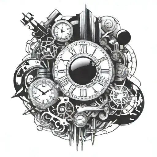 Combine Elements Of Time Travel And Artificial Superintelligence In A Tattoo Design