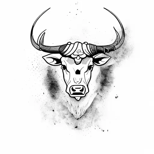 Bull Head Black Eyes Big Horns