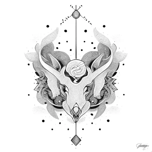 A Powerful Symbol Of Strength And Determination In A Dotwork Style