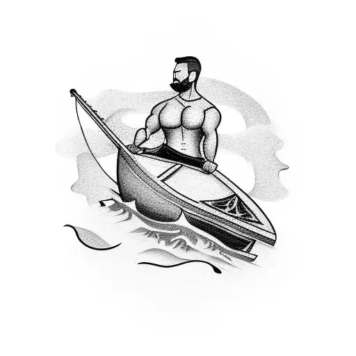 Man Doing Bicep Curls On Afishing Boat