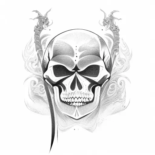 Katana Through A Melt Skull