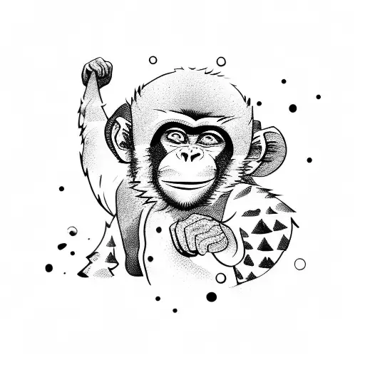 A Monkey Snowboarding Down A Mountain