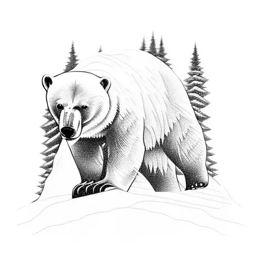 A Snowboarding Polar Bear Carving Through The Snow