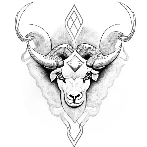 Ram Horn With Lettering Under It