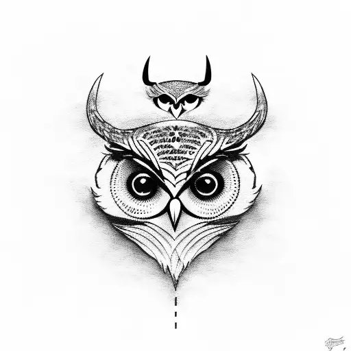 Owl Wearing A Bull Skull