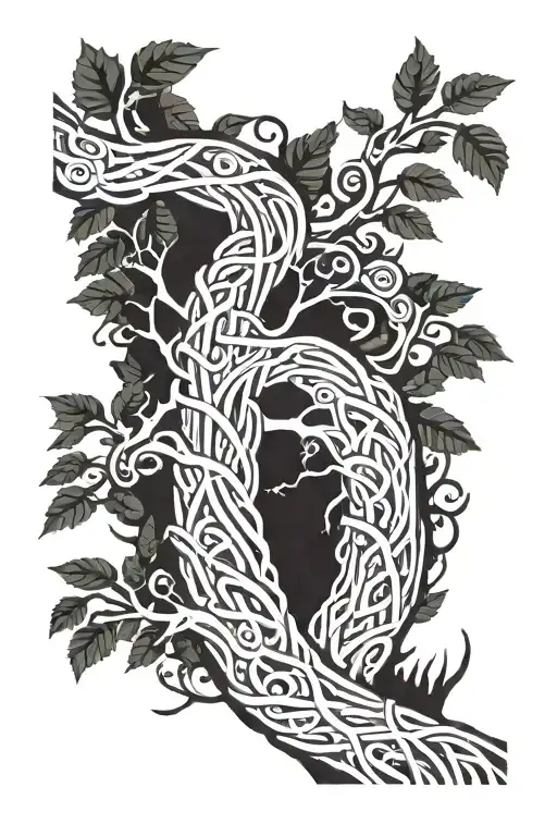 Viking Tree Branch Sleeves Black