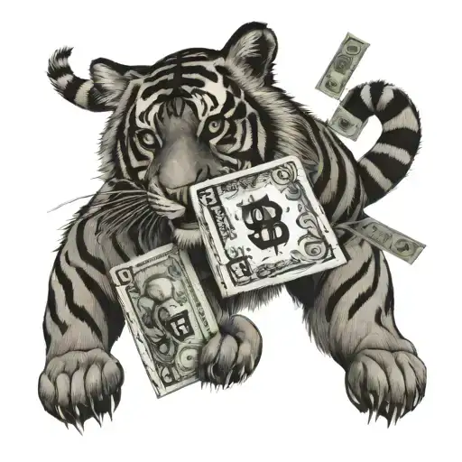 Tiger With Money Falling