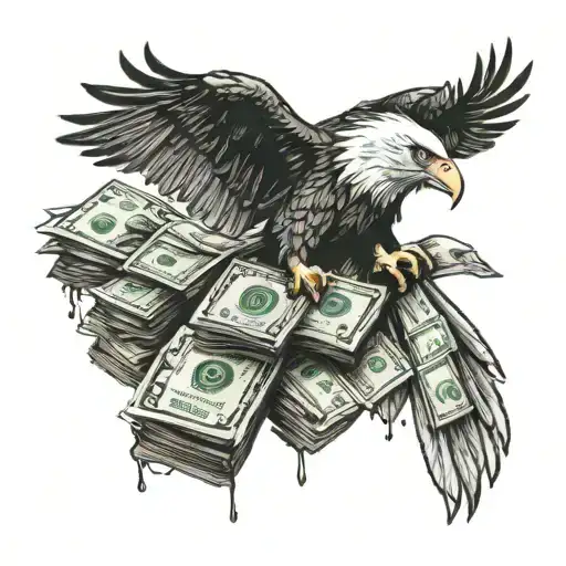Eagle With Money Falling