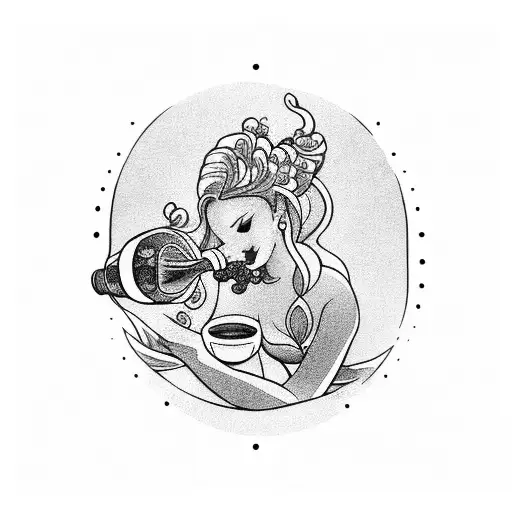 A Mermaid Sipping Wine In A Coffee Cup