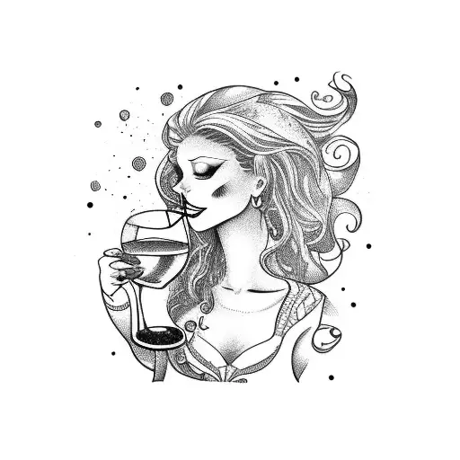 A Mermaid Sipping Wine In A Coffee Cup