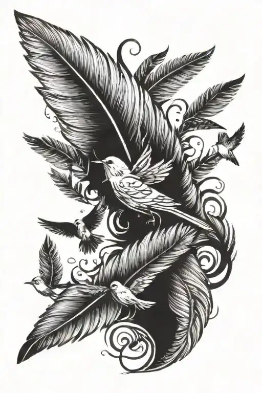 Feather And Birds Flying