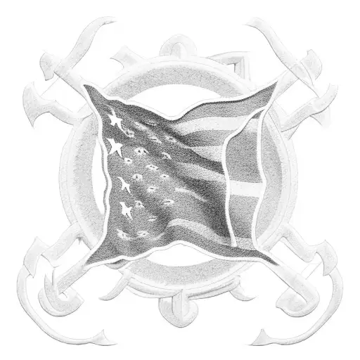 Texas Flag And Firefighter Cross