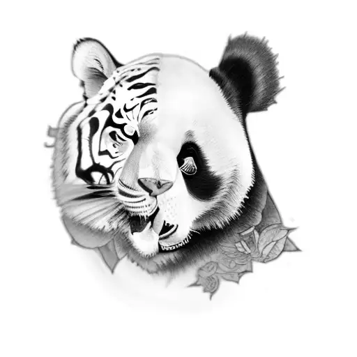 A Panda And A Tiger