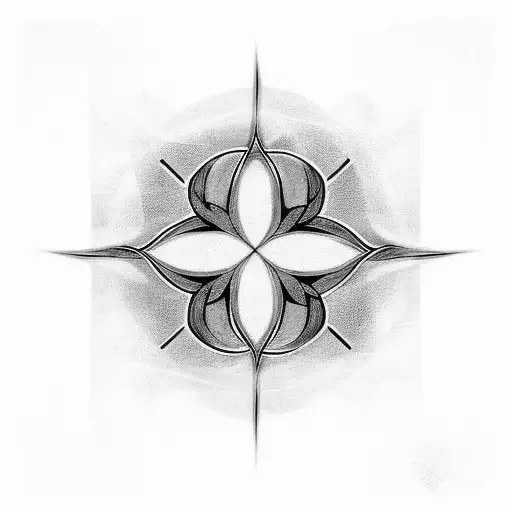 An Abstract Blackwork Tattoo Of A Clover With Lines Forming The Word 'Hope' Within