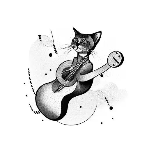 A Cat Playing A Guitar With A Bodybuilder's Physique
