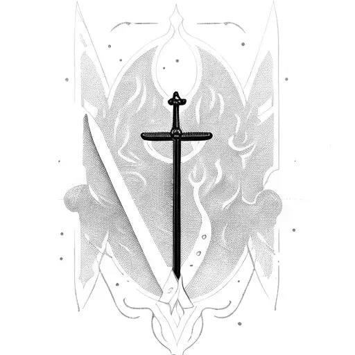 Sword With Phrase Nihil Sine Deo Steel Cut Into Blade