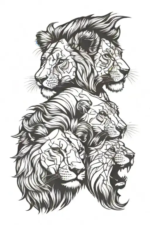 Two Female Lions Head