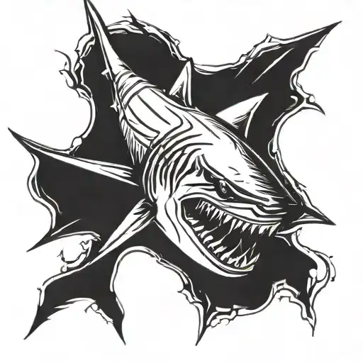 Black And Grey Mako Shark Head Coming