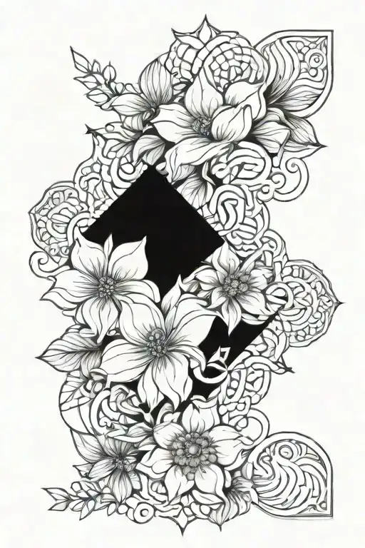 Geometric Floral Pattern Intertwined