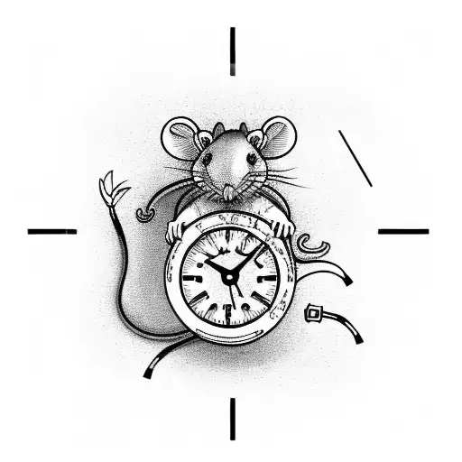 A Rat Climbing On An Alarm Clock