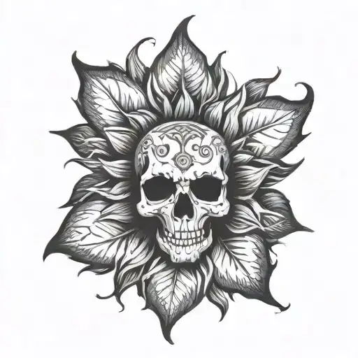 Sunflower With Skull As Center