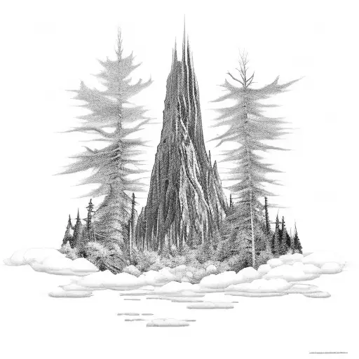 A Majestic Black Tower Emerging From A Dark Forest