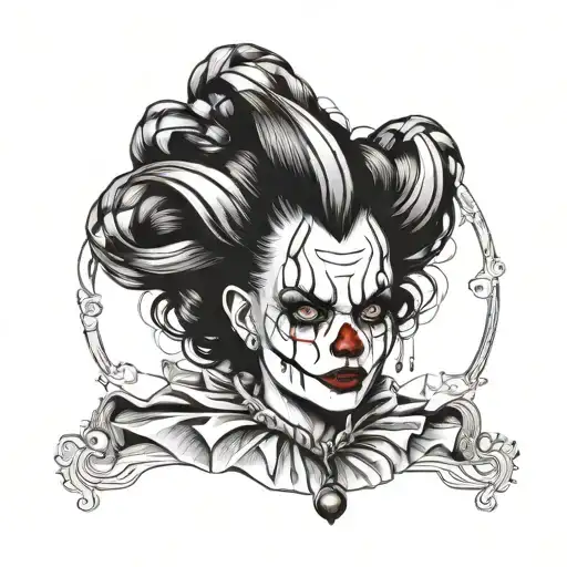 Gothic Clown Woman From The Front With Expansions In Her Ears