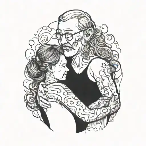 Father Daughter And Mother Embracing Her