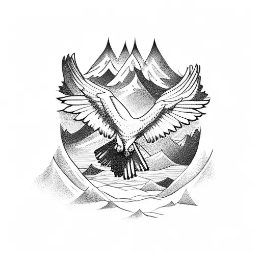 A Majestic Eagle Soaring Over A Mountain Range