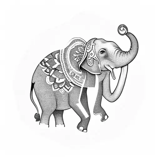 Elephant Head With Lotus