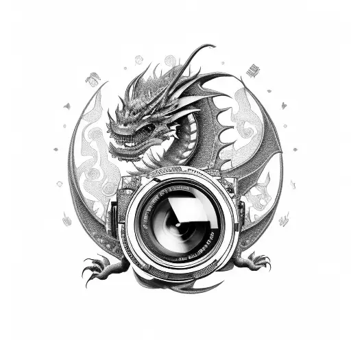 An Elaborate Dragon Made Of Camera Lenses And Film Reels