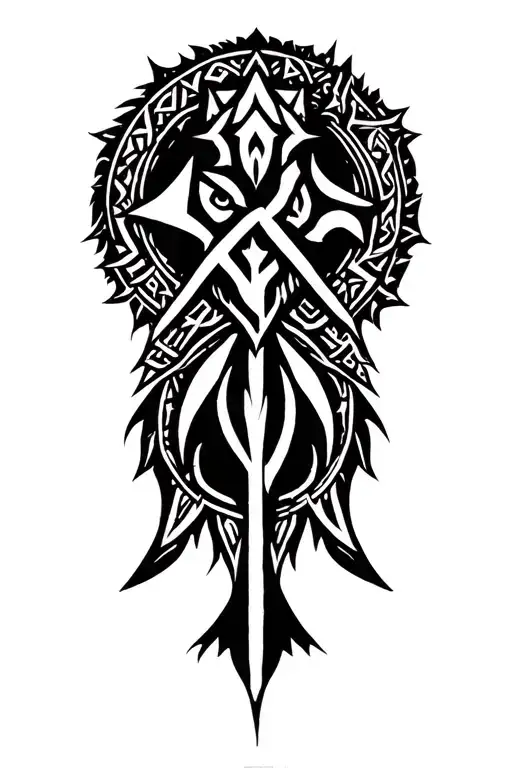 Nordic Runes Wolf Viking Warrior