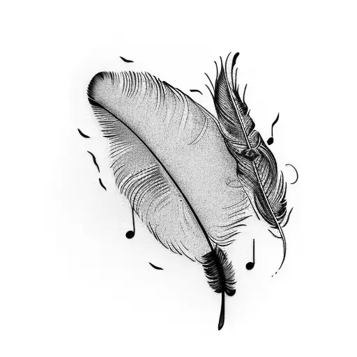 A Feather Pen Writing Musical Notes