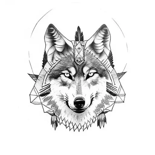 Wolf In Native American Headdress