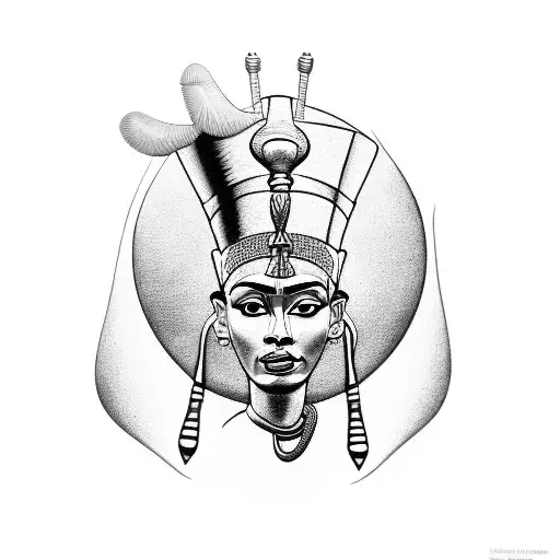Nefertiti Side View With Cobra And Ankh