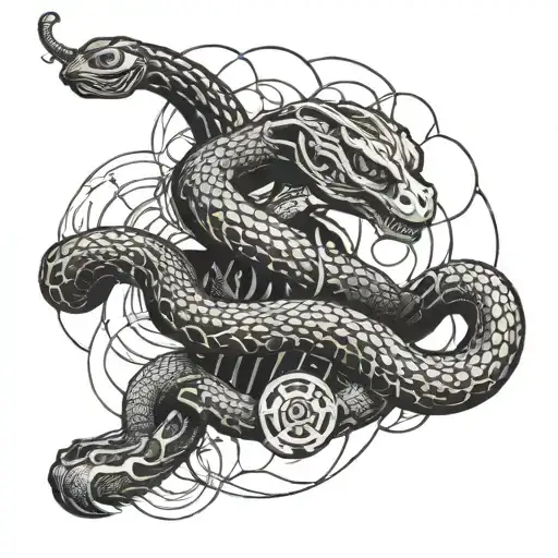 A Cyberpunk Biomechanical Snake Slithering