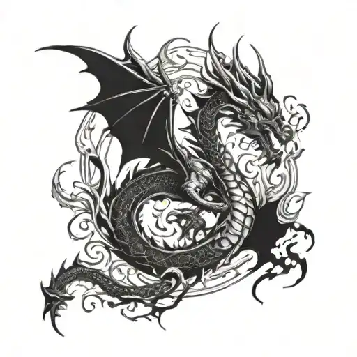 Incorporate Flames And Fire Elements Into A Mystical Dragon Design