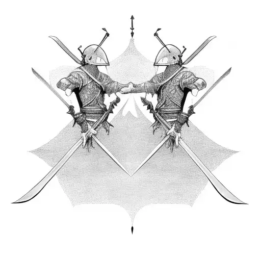 Two Men Having A Sword Fight
