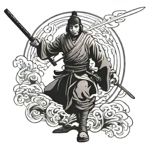Samurai Warrior Wielding A Katana In A Dramatic Pose