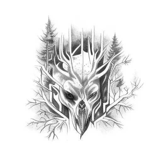 Dark Forest With Crows