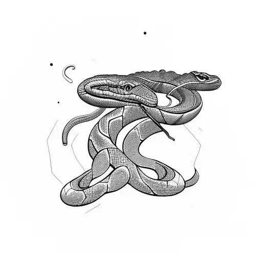 Snake Wrapped Around A Woman's Silhouette