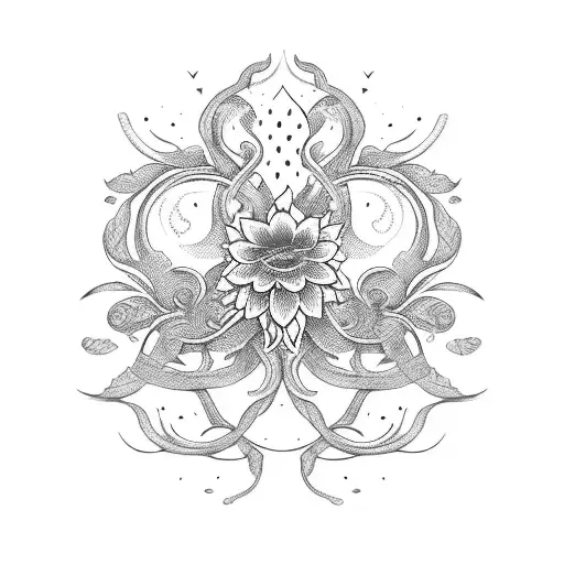 A Blackwork Wine Bottle Adorned With Delicate Floral Vines