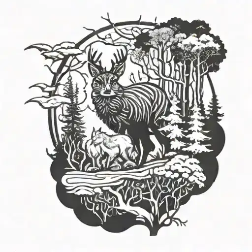 Animal In The Forest Surrounded