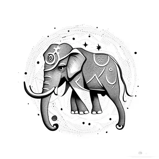 Zodiac Constellations Forming A Cosmic Elephant