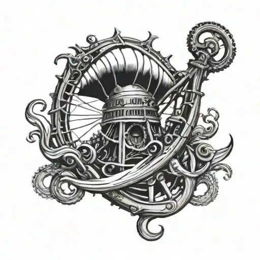 Kraken Holding Wooden Ship Helm